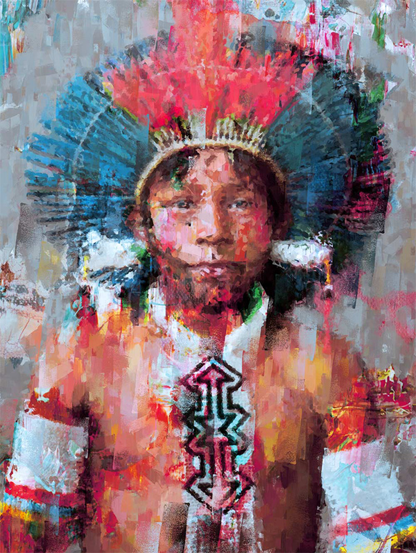 Kayapo Tribe Member portrait - Digital Art Painting